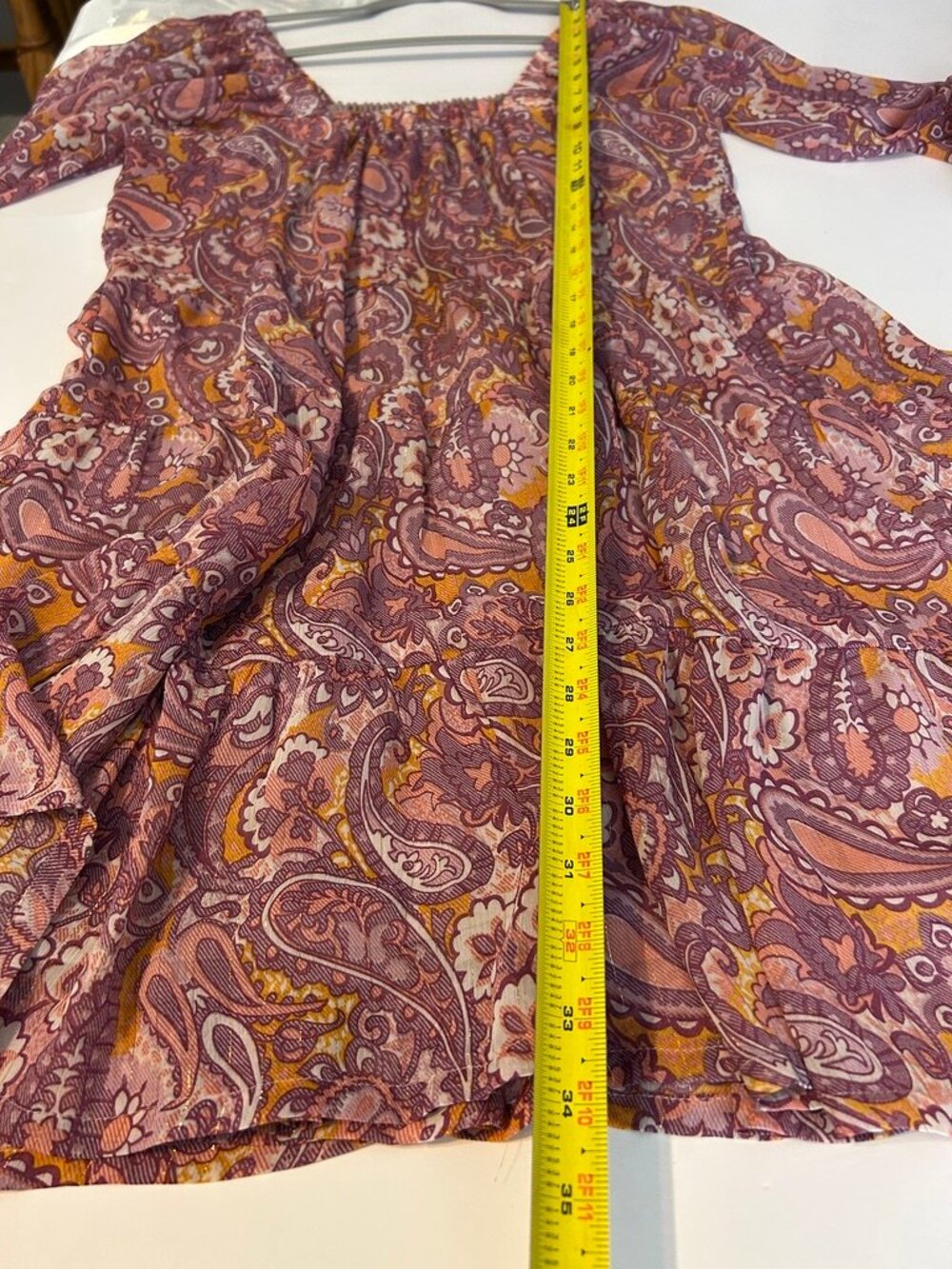 A Beautiful Soul Paisley Mini Dress Size X Square Neck Whimsical Balloon Sleeve - Picture 5 of 9
